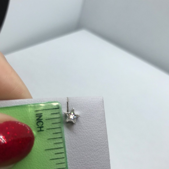 Sterling Silver 925 CZ Star Stud Earrings - Picture 3 of 5